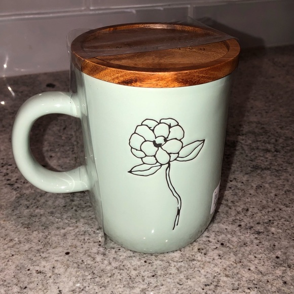 ✨NWT✨ Rae Dunn SPREAD JOY Ceramic Mug with Wooden Coaster - Picture 2 of 4